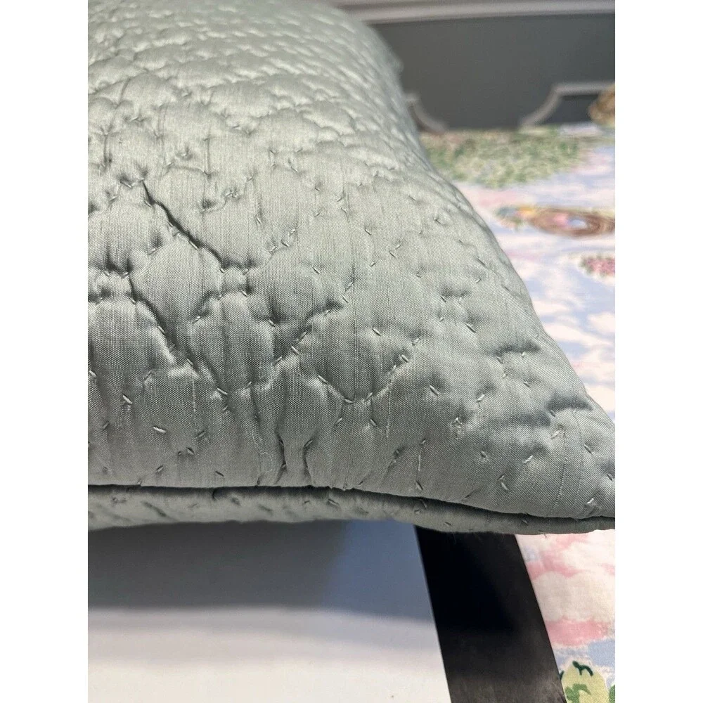 Pottery Barn 100% Silk Quilted Sage Green 20x20” Throw Pillow